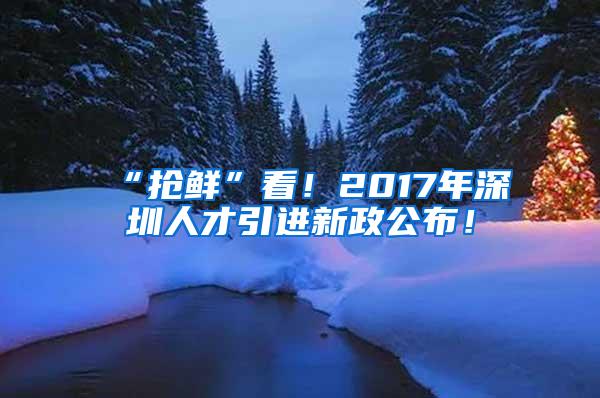 “抢鲜”看！2017年深圳人才引进新政公布！