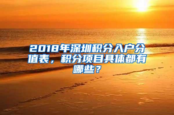 2018年深圳积分入户分值表，积分项目具体都有哪些？