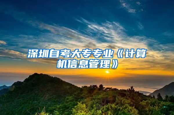 深圳自考大专专业《计算机信息管理》