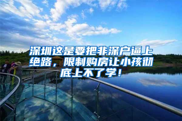 深圳这是要把非深户逼上绝路，限制购房让小孩彻底上不了学！