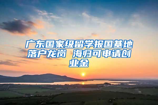 广东国家级留学报国基地落户龙岗 海归可申请创业金