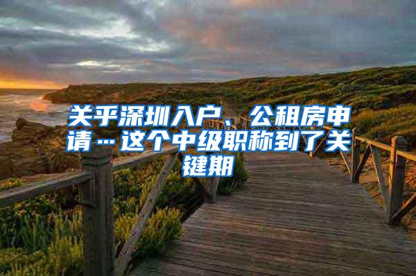 关乎深圳入户、公租房申请…这个中级职称到了关键期