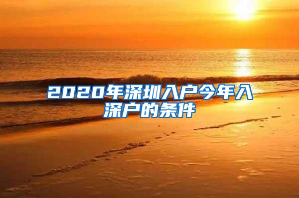 2020年深圳入户今年入深户的条件