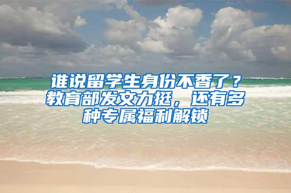 谁说留学生身份不香了？教育部发文力挺，还有多种专属福利解锁