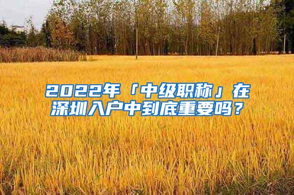 2022年「中级职称」在深圳入户中到底重要吗？