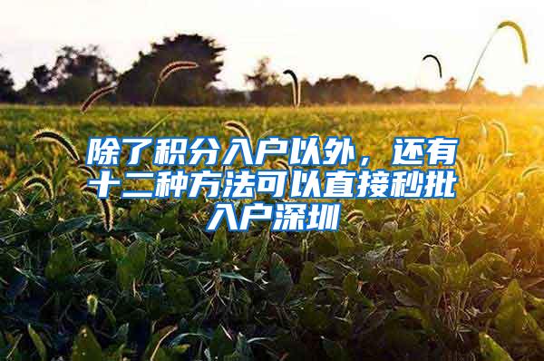 除了积分入户以外，还有十二种方法可以直接秒批入户深圳