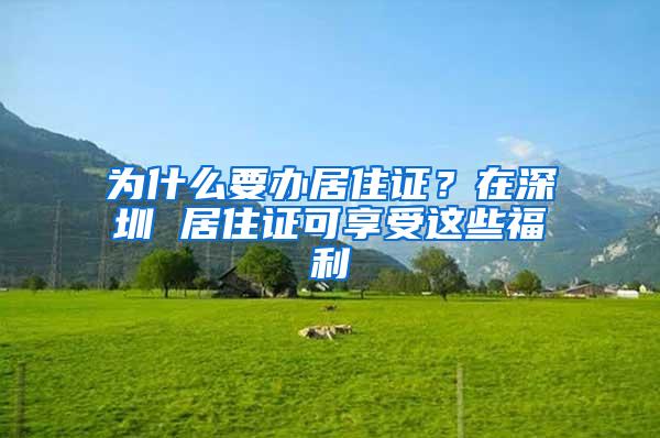 为什么要办居住证？在深圳 居住证可享受这些福利