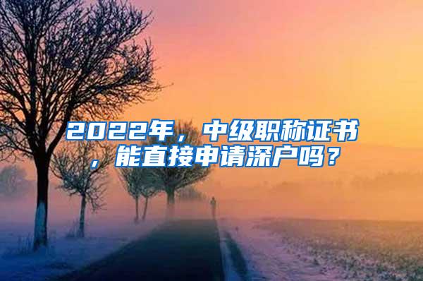 2022年，中级职称证书，能直接申请深户吗？