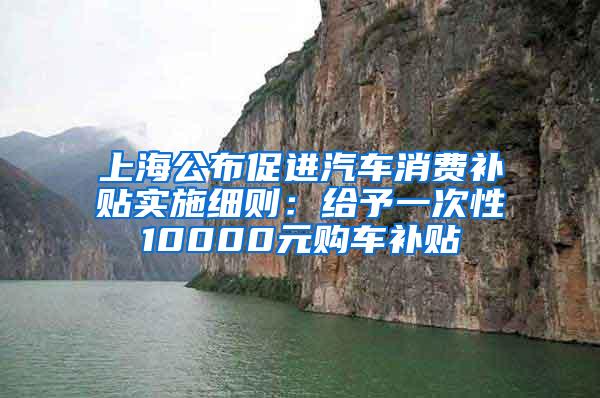 上海公布促进汽车消费补贴实施细则：给予一次性10000元购车补贴