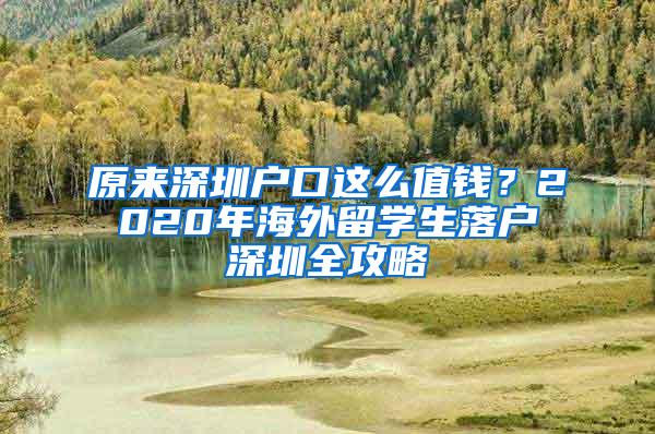 原来深圳户口这么值钱？2020年海外留学生落户深圳全攻略