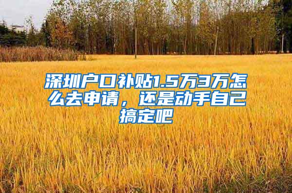 深圳户口补贴1.5万3万怎么去申请，还是动手自己搞定吧