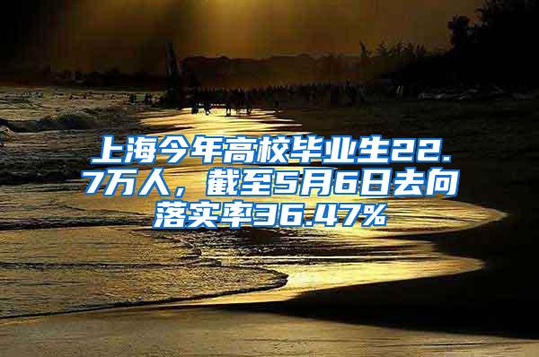 上海今年高校毕业生22.7万人，截至5月6日去向落实率36.47%