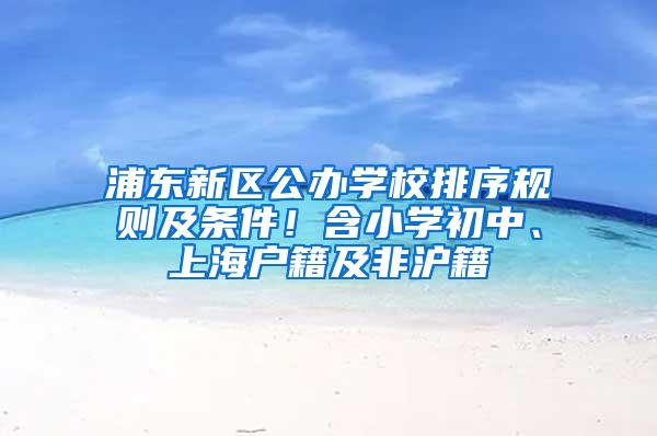 浦东新区公办学校排序规则及条件！含小学初中、上海户籍及非沪籍