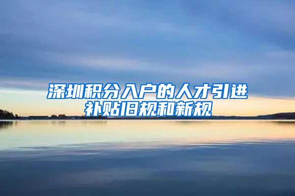 深圳积分入户的人才引进补贴旧规和新规