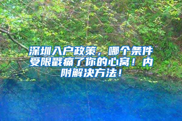 深圳入户政策，哪个条件受限戳痛了你的心窝！内附解决方法！