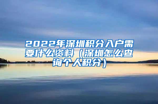 2022年深圳积分入户需要什么资料（深圳怎么查询个人积分）