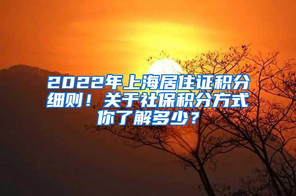 2022年上海居住证积分细则！关于社保积分方式你了解多少？