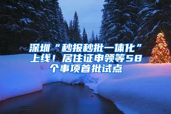 深圳“秒报秒批一体化”上线！居住证申领等58个事项首批试点