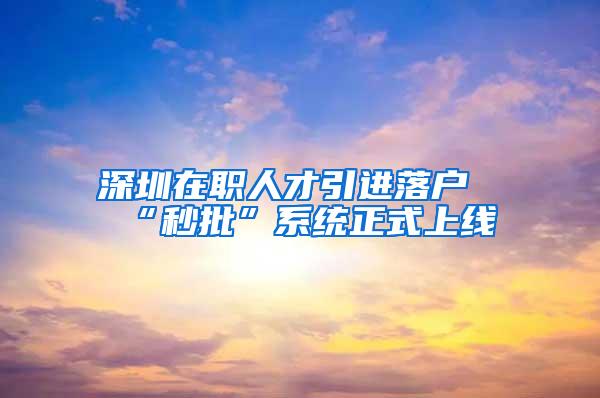 深圳在职人才引进落户“秒批”系统正式上线