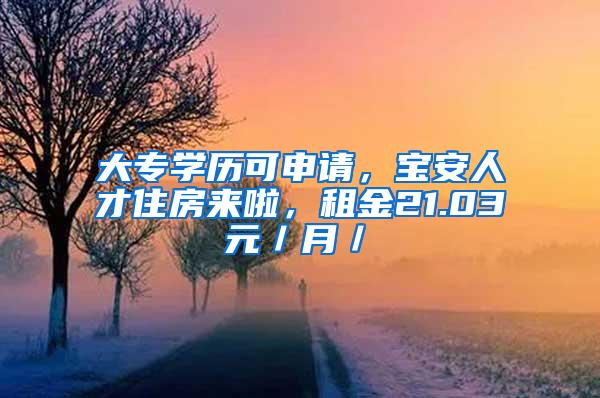 大专学历可申请，宝安人才住房来啦，租金21.03元／月／㎡