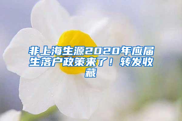 非上海生源2020年应届生落户政策来了！转发收藏