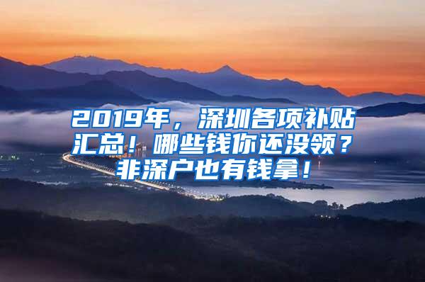 2019年，深圳各项补贴汇总！哪些钱你还没领？非深户也有钱拿！