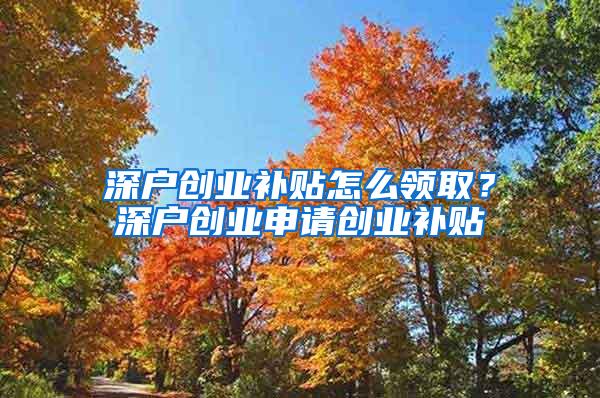 深户创业补贴怎么领取？深户创业申请创业补贴