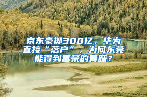 京东豪掷300亿，华为直接“落户”，为何东莞能得到富豪的青睐？