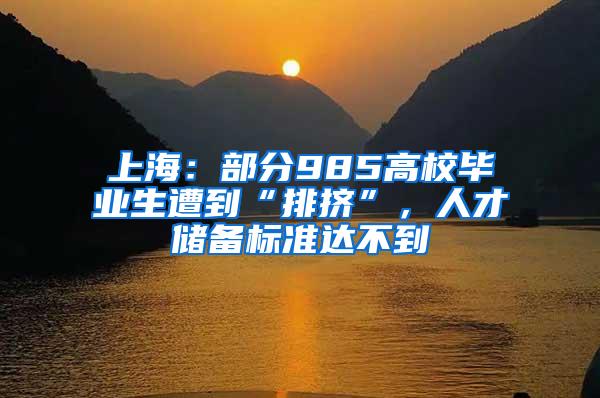 上海：部分985高校毕业生遭到“排挤”，人才储备标准达不到