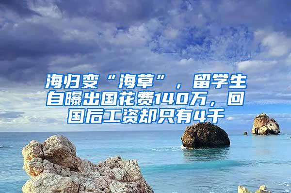 海归变“海草”，留学生自曝出国花费140万，回国后工资却只有4千