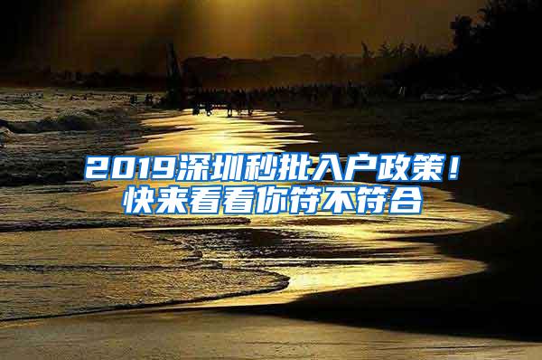 2019深圳秒批入户政策！快来看看你符不符合