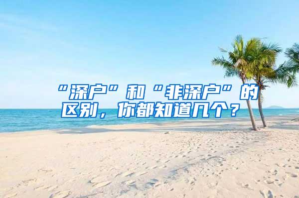 “深户”和“非深户”的区别，你都知道几个？