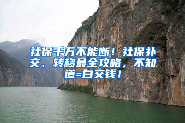 社保千万不能断！社保补交、转移最全攻略，不知道=白交钱！