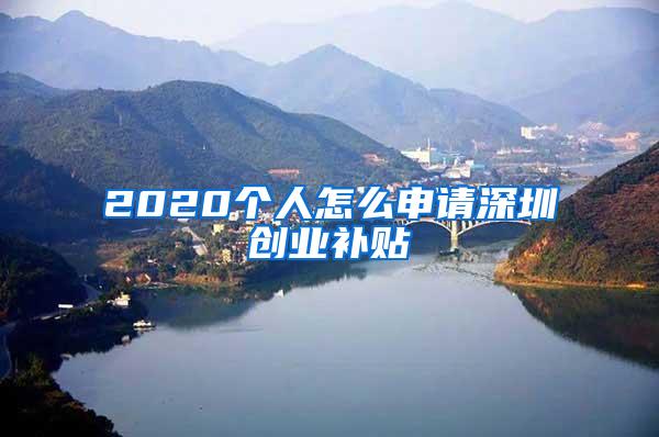 2020个人怎么申请深圳创业补贴