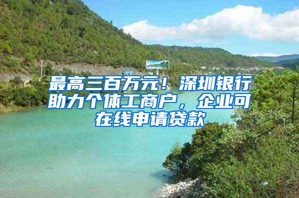 最高三百万元！深圳银行助力个体工商户，企业可在线申请贷款