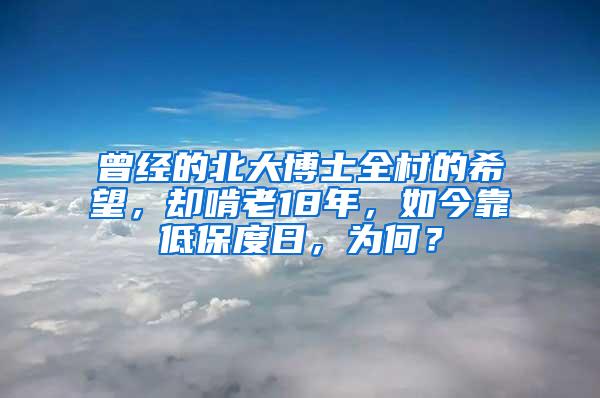 曾经的北大博士全村的希望，却啃老18年，如今靠低保度日，为何？