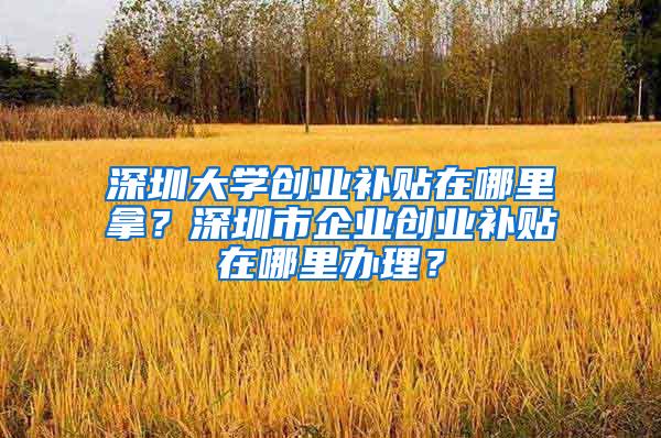 深圳大学创业补贴在哪里拿？深圳市企业创业补贴在哪里办理？