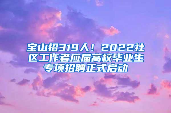 宝山招319人！2022社区工作者应届高校毕业生专项招聘正式启动