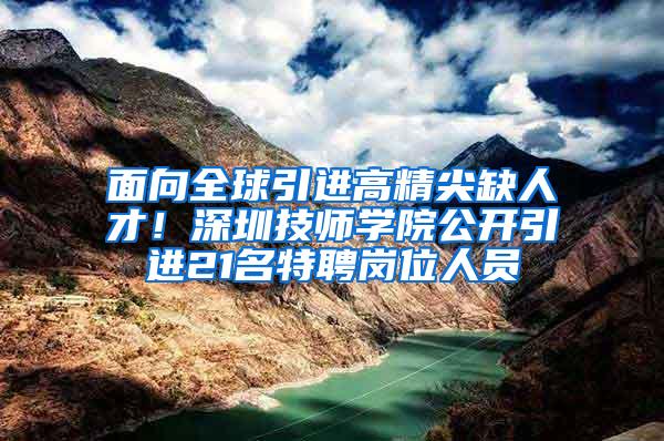 面向全球引进高精尖缺人才！深圳技师学院公开引进21名特聘岗位人员