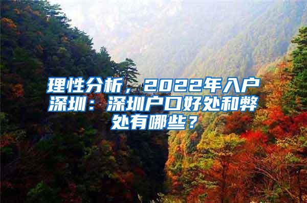 理性分析，2022年入户深圳：深圳户口好处和弊处有哪些？