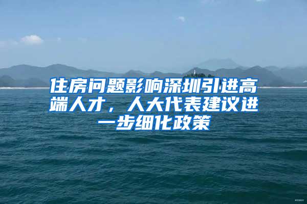 住房问题影响深圳引进高端人才，人大代表建议进一步细化政策