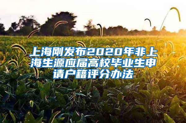 上海刚发布2020年非上海生源应届高校毕业生申请户籍评分办法