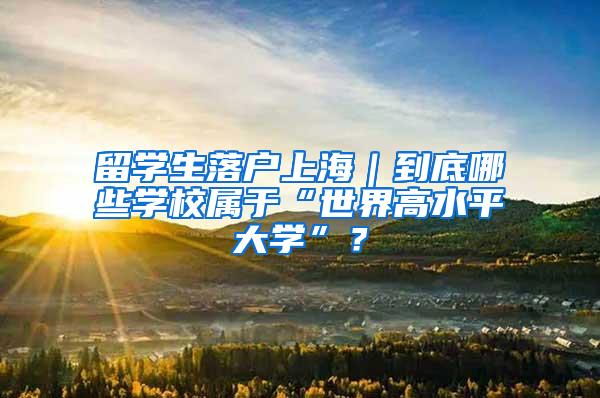 留学生落户上海｜到底哪些学校属于“世界高水平大学”？