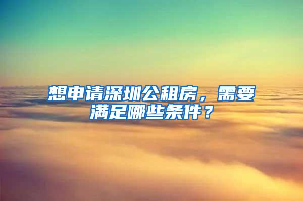 想申请深圳公租房，需要满足哪些条件？