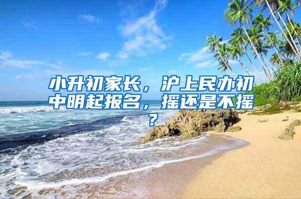 小升初家长，沪上民办初中明起报名，摇还是不摇？