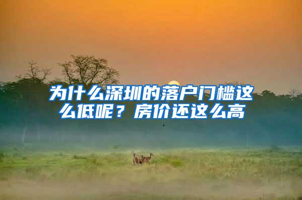 为什么深圳的落户门槛这么低呢？房价还这么高