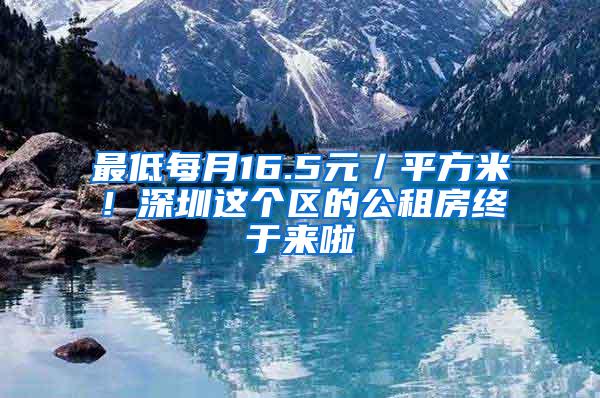 最低每月16.5元／平方米！深圳这个区的公租房终于来啦