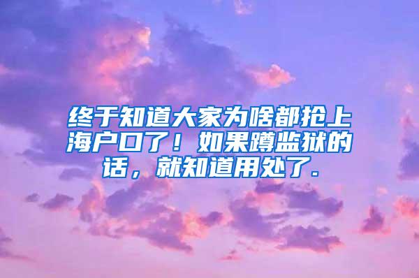 终于知道大家为啥都抢上海户口了！如果蹲监狱的话，就知道用处了.