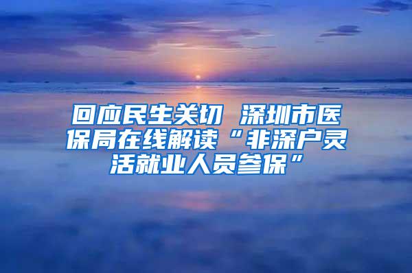 回应民生关切 深圳市医保局在线解读“非深户灵活就业人员参保”