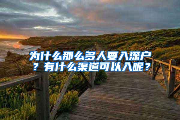 为什么那么多人要入深户？有什么渠道可以入呢？